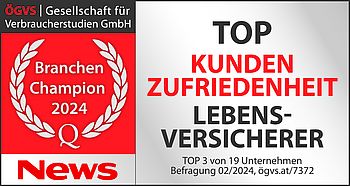 Siegel für TOP Kundenzufriedenheit im Bereich Lebensversicherung.